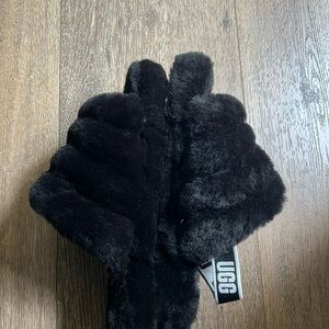 UGG Black Furry Slippers